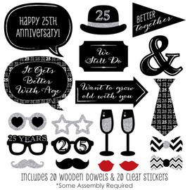 Big Dot of Happiness We Still Do - 25th Wedding Anniversary - Anniversary Party Photo Booth Props Kit - 20 Count