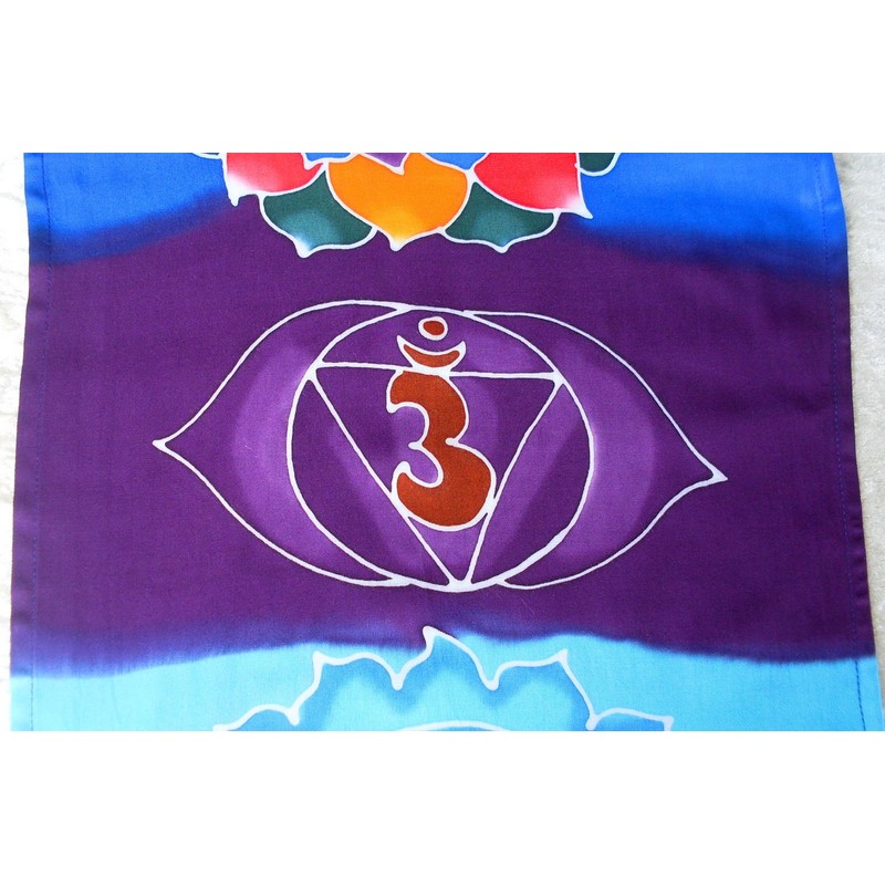 Large Batik Rainbow Chakra Meditation Cotton Wall Hanging - Hand