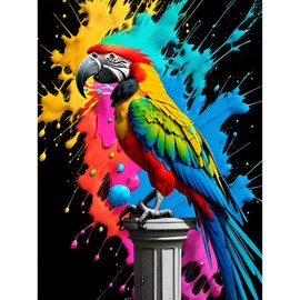 DOMROM Bird Diamond Painting Kits for Adults, 5D Colourful Parrot Diamond Painting Picture Set, DIY Diamond Art Painting, Full Drill Gem, Digital Painting Embroidery for Gift, Wall Decoration, 30 x 40