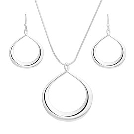Madison Tyler Silver Jewelry Set for Women | Ring Holder Necklace with 18" Inch Snake Chain | Silver Dangle Hoop Earring Set,Gifts for Women