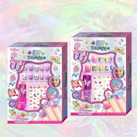 Tokidas BFF Nail Playing Set Press On Nails Scented Nail Polish Nail Stickers Kids Toys for Birthday Gifts Ages 5+