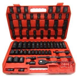 Cal-Hawk 1/2" Drive Deep & Shallow Impact Socket Adaptor Reducer 65pc Set SAE & Metric