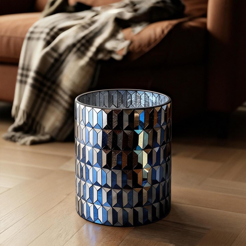 Escenzy Modern Bathroom Trash Can Mosaic Glass 5L | Decorative