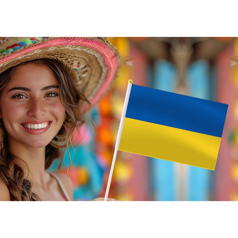Ukraine Handheld Small Flag Set,10 PCS 5×8 Inch Mini Ukrainians