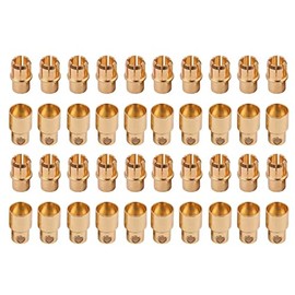 Nuofany 20 Pairs Gold-Plated 8MM 8.0MM Banana Plug Bullet Male Female Connector Adapter for RC Lipo Battery ESC Motors