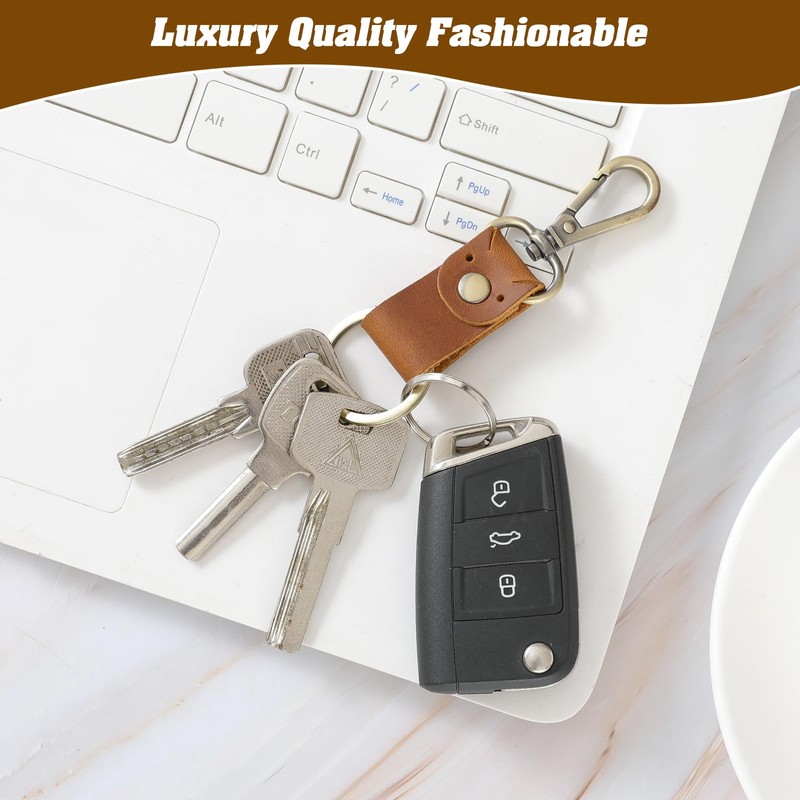 Jack&Chris Genuine Leather Keychain, Small Keychain for Man and Women,