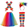 Angenster Angenster Karneval Regenbogen Kostüm Damen Set, Tüllrock Damen Kostüm