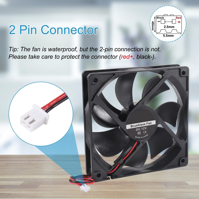 ALMOCN 2PCS 120mm Computer Fan 12V Case Cooling Fan 2