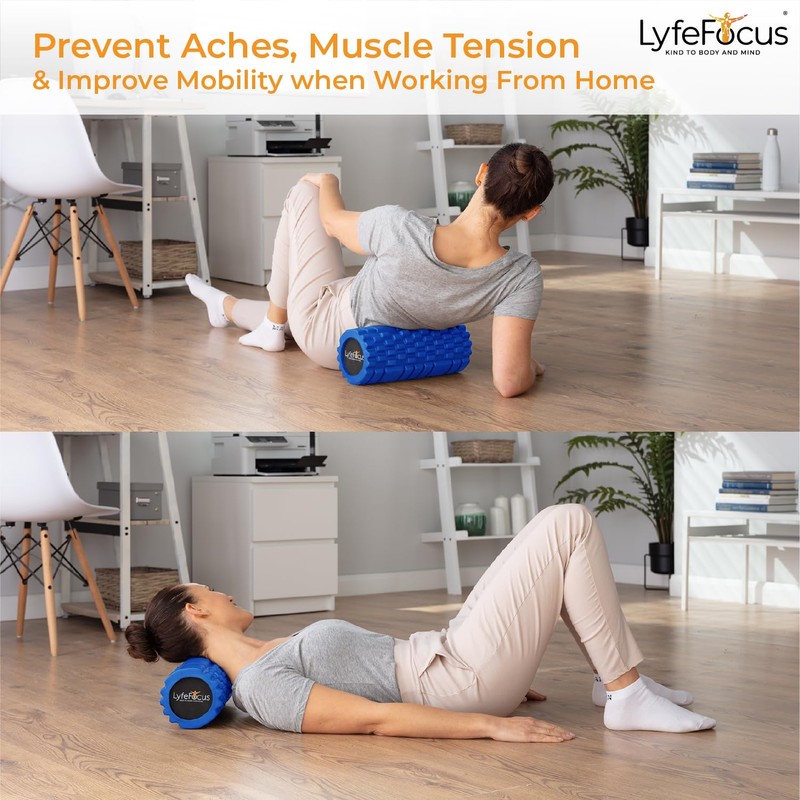 LyfeFocus Premium Trigger Point Foam Roller (Blue) - Multi Pressure