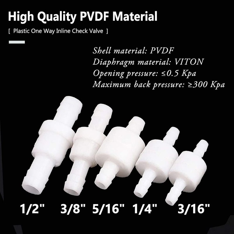 Feelers 3/16" One Way Inline Check Valve, Non-Return Valve for