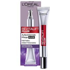 L'Oréal Paris Hyaluron Eye Care, Revitalift Filler, Anti-Ageing Eye Cream, Revolutionary Double Applicator Tip, with Hyaluronic Acid, 15 ml