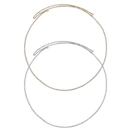 SLAXJNE Pack of 2 Sparkling Diamond Waist Chains, Long Waist Chains, Sexy Body Chains, Adjustable Body Chains, Decorative Chains for Wearing, gold