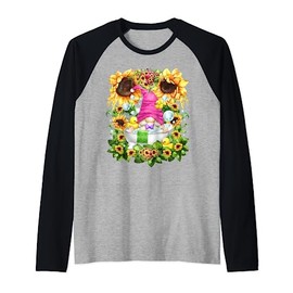 Cute Sunflower Pattern For Bath Lovers With Bubbles Gnome Raglan Baseball Tee