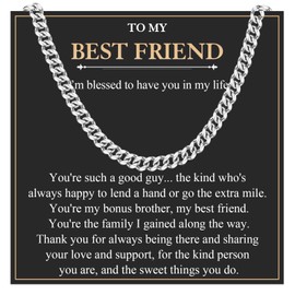 EYQV Gifts for Best Friend, Cuban Chain Necklace Special Gifts for Male Friend, Friendship Gifts for Men Teenage Boys Birthday Gifts Christmas Gifts Thank You Friend Gift for Men