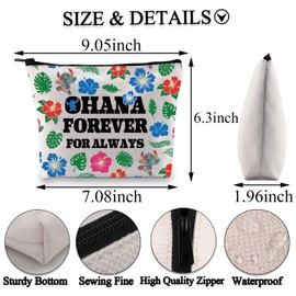 BDPWSS Ohana Gift Hawaiian Hibiscus Flower Gift Ohana Gift Ohana Forever For Always Ohana Friendship Makeup Bag