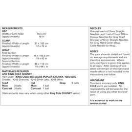 King Cole Ladies Chunky Knitting Pattern Womens Accessories Scarf Hat & Wrap (5834)