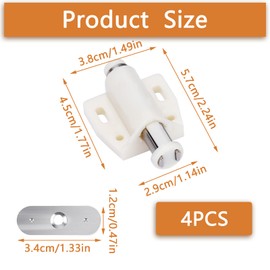 4 Pack Push to Open Door Catches, Single Magnetic Push to Open Touch Release Catches, Heavy Duty Magnetic Pressure Touch Latches for Cabinet Cupboard Wardrobe Room Kitchen Bathroom Doors (Beige)