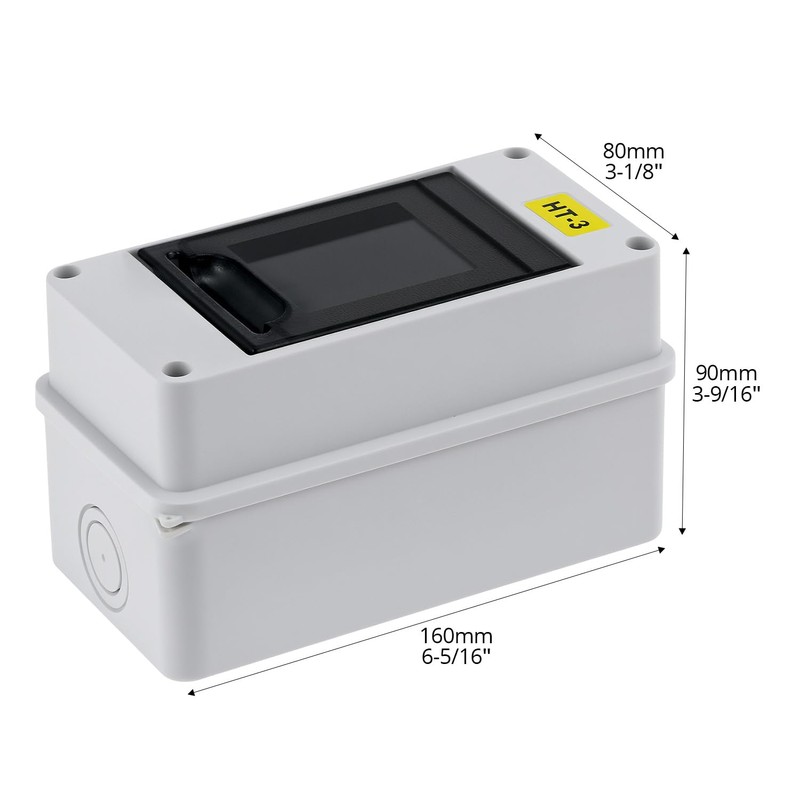 QWORK 3 Way Circuit Breaker Box with DIN Rail, IP65