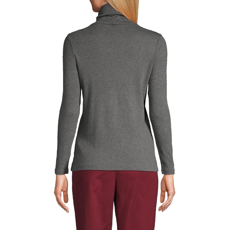 Lands' End Women s Shaped Supima Turtleneck Charcoal Heather Regular