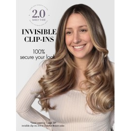 LUVME Invisible Clip in Hair Extensions Real Human Hair, 22 inch 110g 6Pcs, Natural Chestnut Brown Highlights Human Hair Extensions Clip ins for Women, Natural Seamless Straight Human Hair