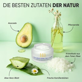 HB Dead Sea Minerals Intensive Avocado & Aloe Vera Face Cream - Moisturising Face Cream Women | Moisturiser Face & Face Care | Anti-Ageing Cream Women | 50 ml