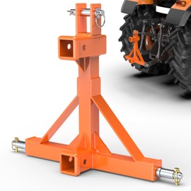 3 Point Trailer Hitch with Dual 2” Receiver, Orange 3 Point Hitch Receiver for Standard 2” Receiver and 5th Wheel/Goose Neck Connections, 3 Pt Quick Hitch Farm Equipment and Subcompact Trailer Hitch