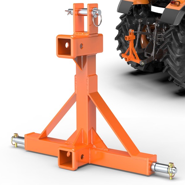 3 Point Trailer Hitch with Dual 2” Receiver, Orange 3