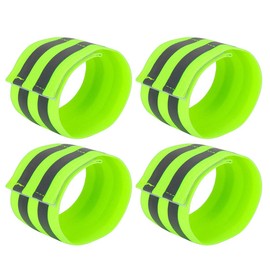 X AUTOHAUX 4 Pcs Reflective Bands for Wrist Reflective Wristbands High Visibility Night Safety Cycling Riding Reflector Tape Straps Bracelet Green