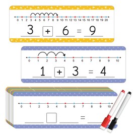 Zwttey Dry Erase Number Line Training Card, Write and Wipe Board Cards, Addition & Subtraction Mathematical Calculation Learning Aids, Homeschool Classroom Teaching Aids, 8Pcs for 0-10, 8Pcs for 0-20