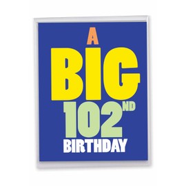 NobleWorks - 100s Milestone Birthday Card with Envelope (Letterhead 8.5 x 11 Inch), Big Year Milestone Celebration - Big 102 J9389MBG
