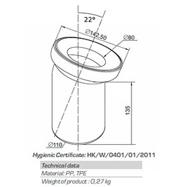White WC Toilet Waste Water Pan Connector Soil Pipe 110mm 22 Degree Elbow