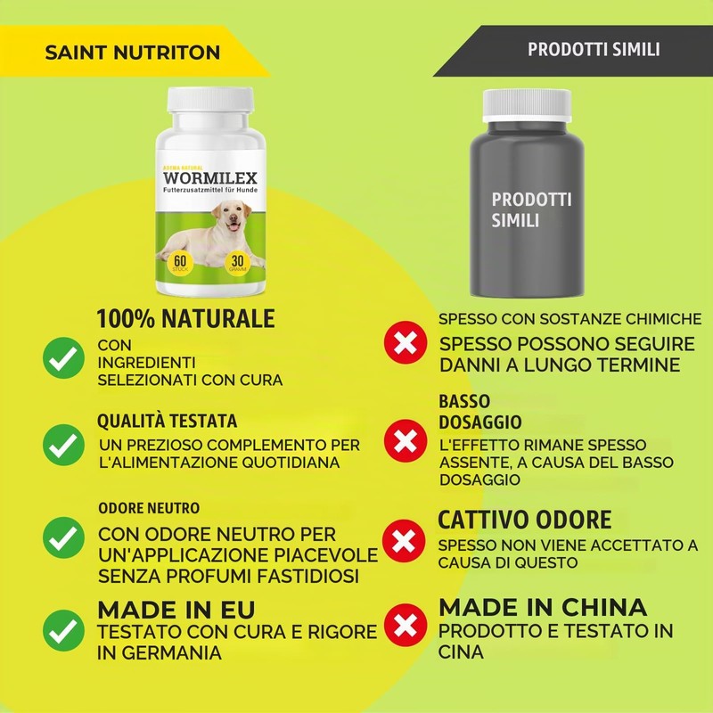 ADEMA NATURAL® Wormilex – Trattamento per vermi per cani –