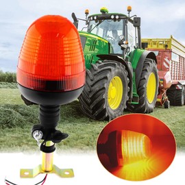 MAIALOT 60 LED Rotating Flashing Amber Beacon Light, Flexible Mount Strobe Lamp with Plug Bracket Tractor Emergency Warning Light For Forklift Truck Tractor Snow Plow, 9.45X5 Inch