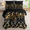 lneffble 7 Piece Black and Gold Queen Comforter Set Geometric