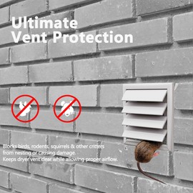 Niteguy Dryer Vent Bird Guard, Dryer Vent Covers Guard for Most 3" to 4" Vent Hoods,Bathroom Exhaust Fan Cover Durable Stainless Steel Outside Dryer Duct Bird Covers, 7"Lx7"Wx5"H,White