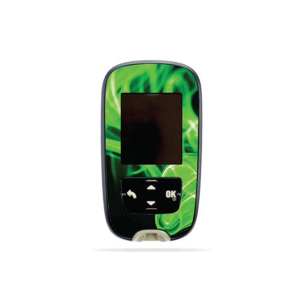 MightySkins Skin Compatible with Accu-Chek Guide - Green Flames |