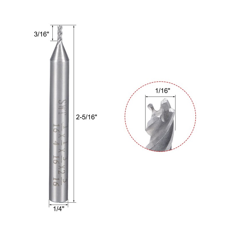 uxcell 1/16" Cutting HSS-AL Spiral Drill Bit Straight End Mill