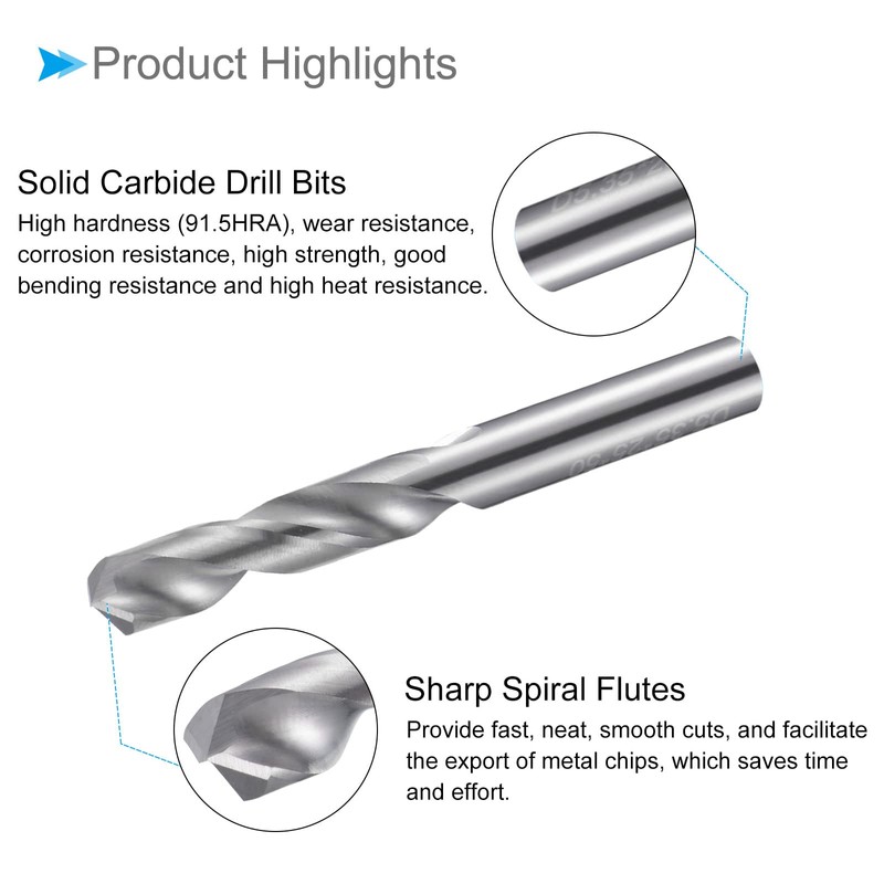 CoCud Solid Carbide Drill Bits 5.35 mm Diameter K35 Tungsten