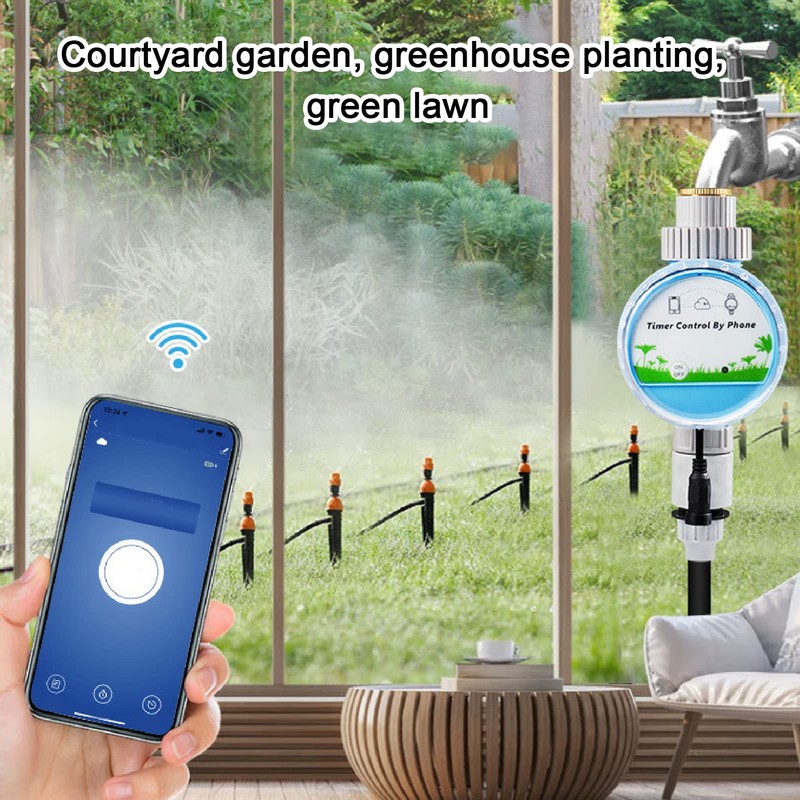 WiFi Sprinkler Timer, Smart Bluetooth Remote Control Hose Watering with