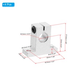 PATIKIL SK12 Aluminum Linear Motion Rod Rail Clamping Guide Support, 4 Pcs for 12mm Dia Shaft
