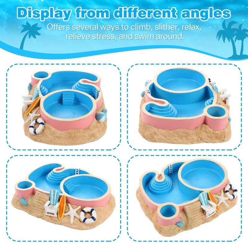 Gerrii Hermit Crab Water Bowl with Climbing Ramp, 2 Compartments,