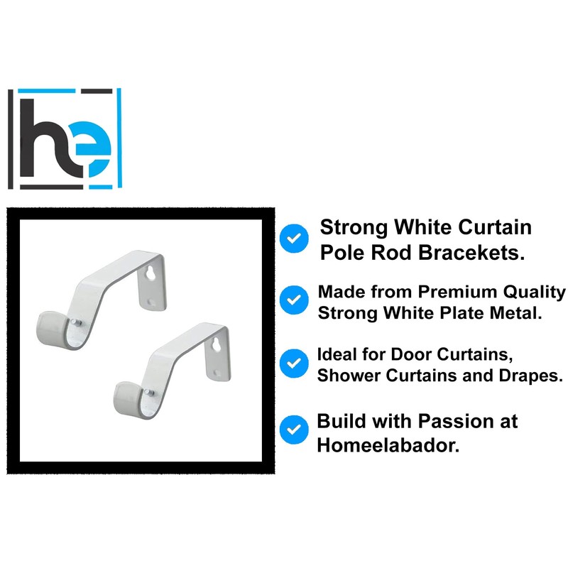 HomeElabador® Curtain Pole Rod Bracket Pipe Holder Heavy Duty Drapery