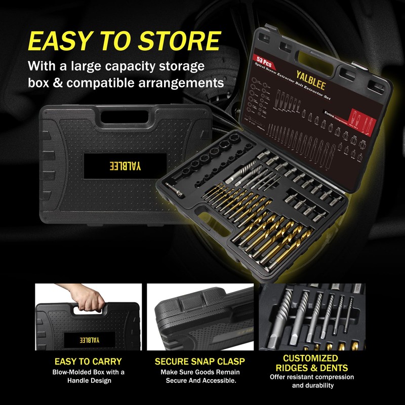 53Pcs Easy Out Screw Extractor Set with Left Hand Drill