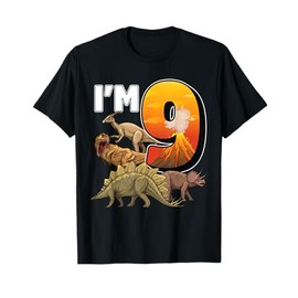 9 Year Old dinosaurs birthday 9th Party paleontologist Boys T-Shirt