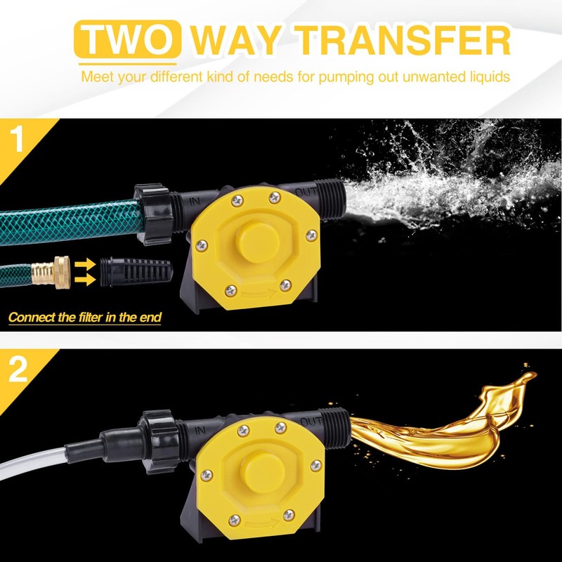 TOPWAY Self Priming Water Drill Pump Attachment with Suction and