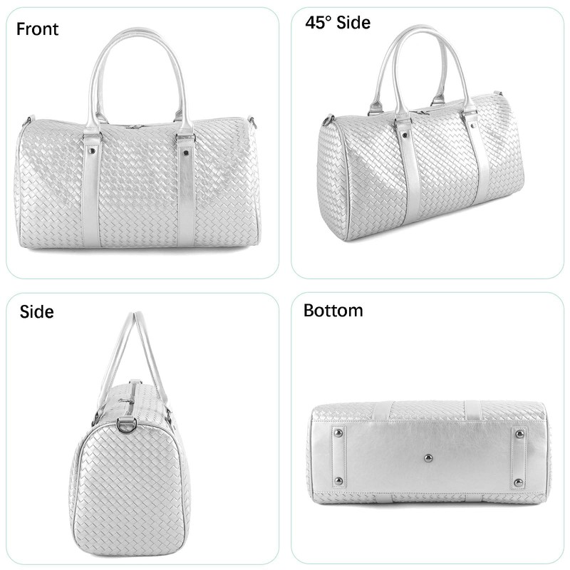 Weekender Bags for Women Leather Travel Bag (Silver)