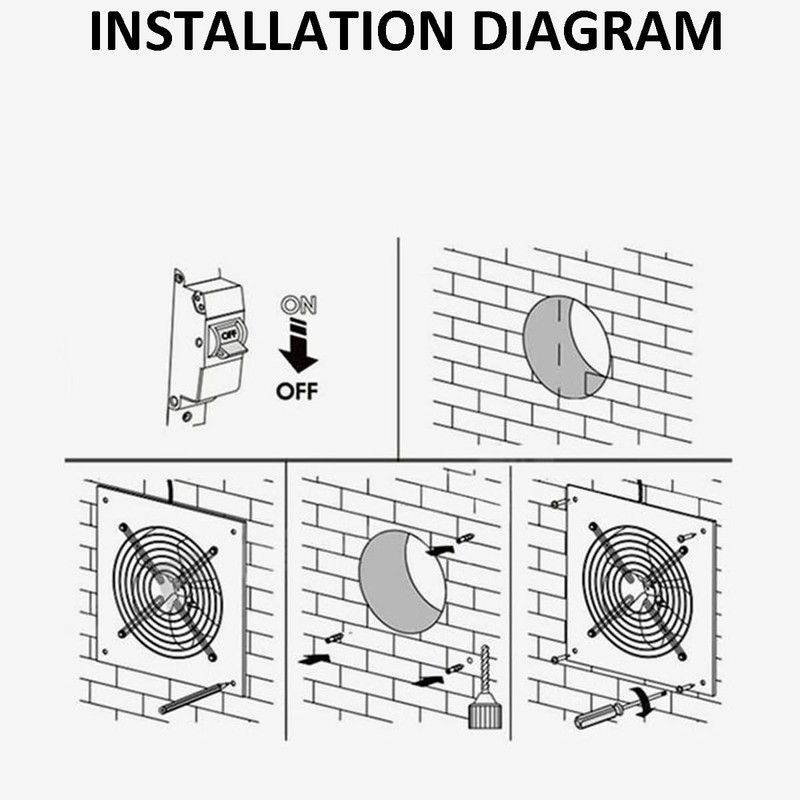 ACEDUROBLA 6'' Wall Mounted Exhaust Fan, 460CFM Metal Iron Ventilation