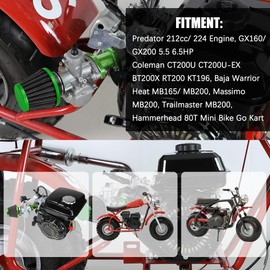 YOXUFA VM22 Carburetor Muffler 212cc Stage 2 for Predator 212 224cc Coleman CT200U CT200U-EX BT200X KT196 Baja Warrior MB200 196cc 200cc 6.5hp Mini Bike Go Kart Parts