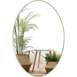 JENBELY Gold Oval Wall Mirror, 24"x36" Oval Bathroom Mirror, Vanity Mirror of Metal Frame, Home Decorative Wall Mounted Mirror for Bathroom, Living Room, Entryway, Vanity