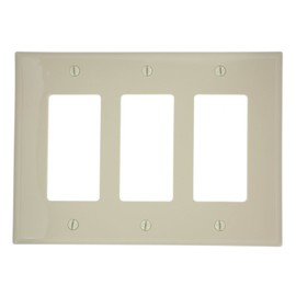 Leviton PJ263-I 3-Gang Decora/GFCI Device Wallplate, Midway Size, Ivory